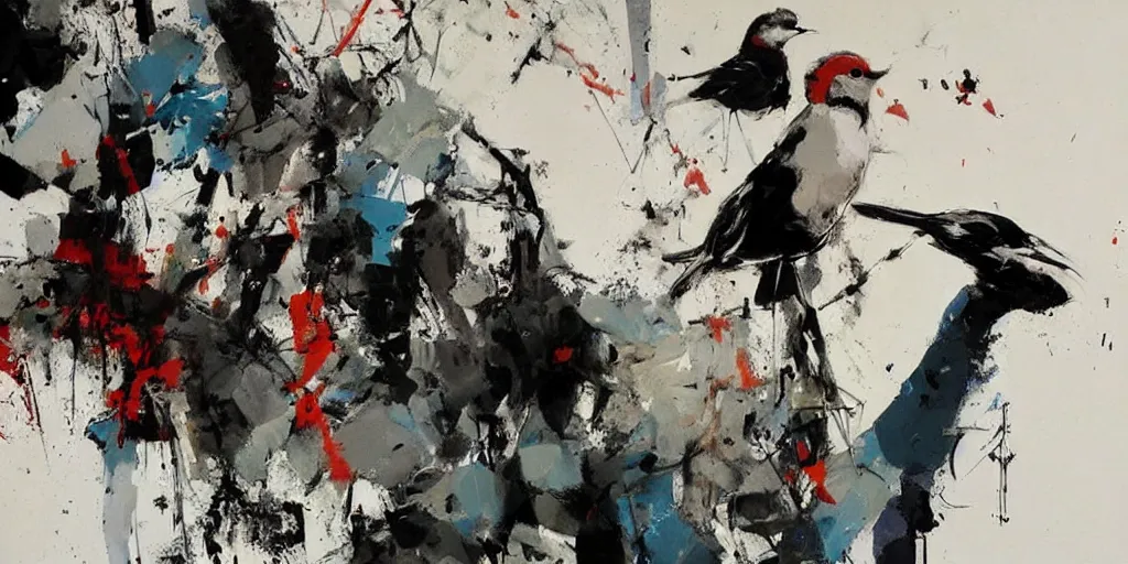 Image similar to painting, ashley wood, birds