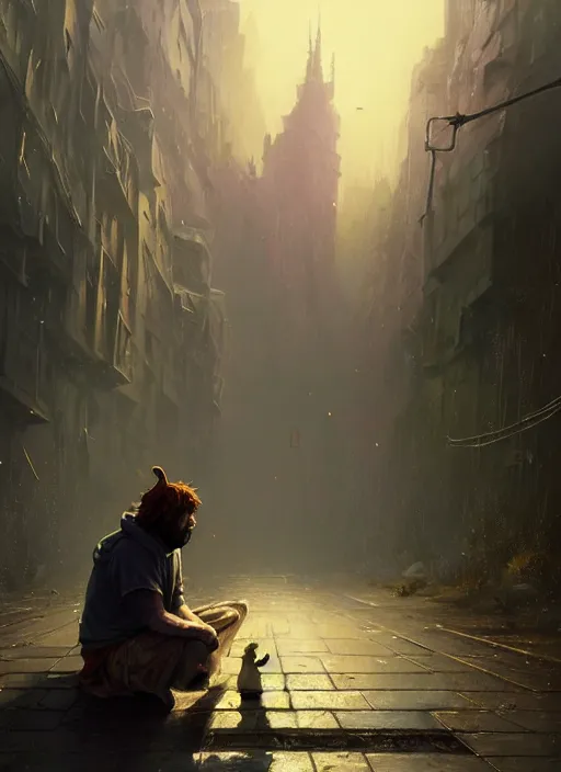 Image similar to Highly detailed portrait of homeless and beaten up Shrek, in GTA V, Stephen Bliss, unreal engine, fantasy art by Greg Rutkowski, Loish, Rhads, ferdinand knab, Makoto Shinkai and Lois van baarle, ilya kuvshinov, rossdraws, Tom Bagshaw, global illumination, radiant light, detailed and intricate environment