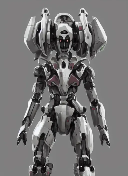 Image similar to minimalistic mecha panda android, pure white, naturel, hyper detailed, digital art, trending in artstation, cinematic lighting, studio quality, smooth render, unreal engine 5 rendered, octane rendered, art style by klimt and nixeu and ian sprigger and wlop and krenz cushart