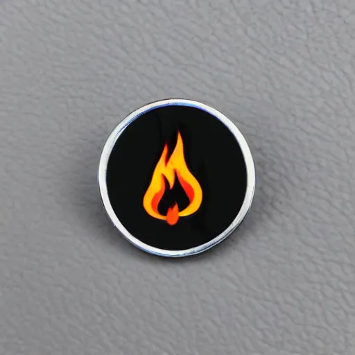 Image similar to minimalistic clean enamel pin of fire flame warning label, retro design