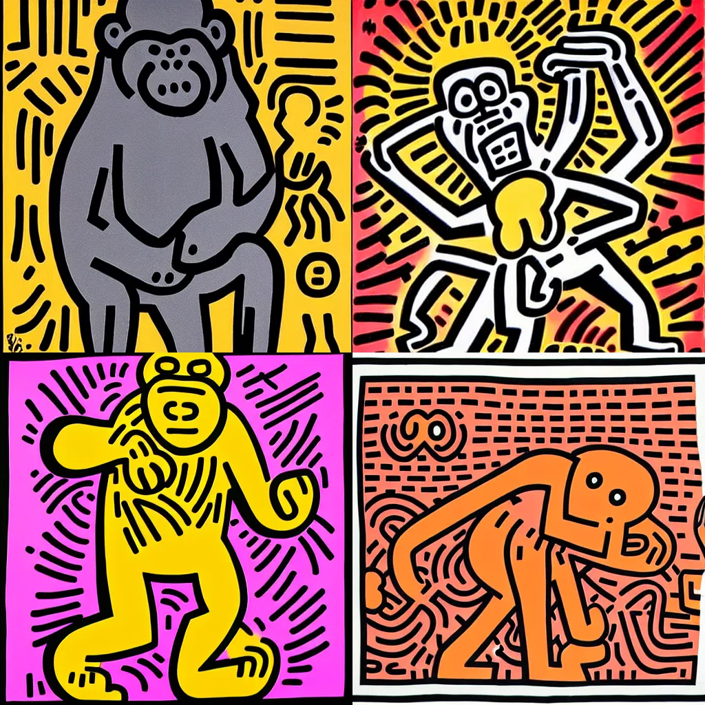 Prompt: Gorilla by Keith haring, high resolution