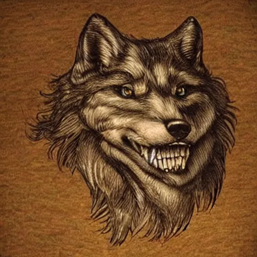 Image similar to retarded wolf, da vinci