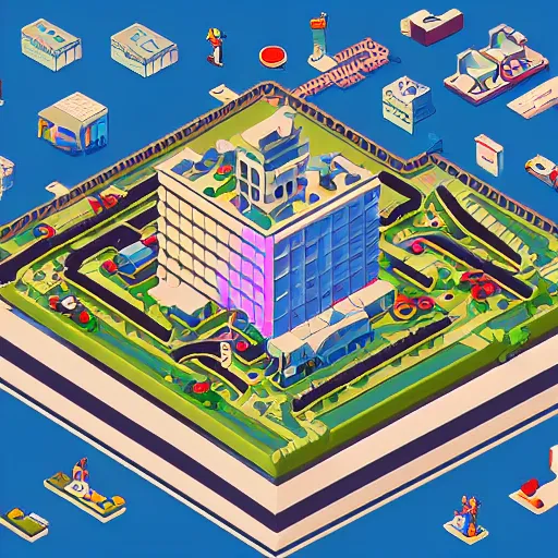 Image similar to pixorama, silicon valley, complex illustration, eboy, ecity, pixel art, isometric illustration, 3 d isometric pixel art, high detailed, trending on artstation