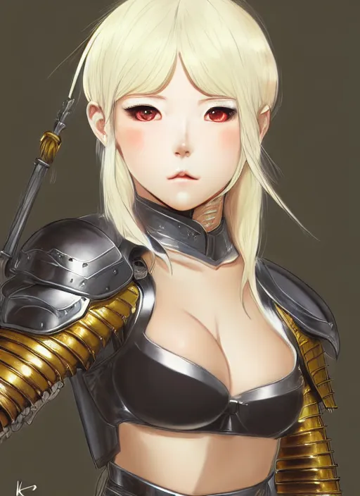Image similar to Anime girl in bikini armor, cute-fine-face, white-hair pretty face, realistic shaded Perfect face, fine details. Anime. realistic shaded lighting by Ilya Kuvshinov and Gustav Klimt