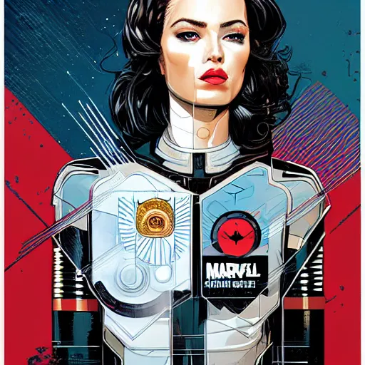 Image similar to portrait of a female android, by MARVEL comics and Sandra Chevrier