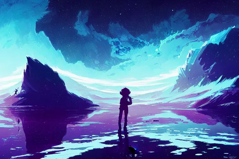 Prompt: eisberg floating in space, by anato finnstark, by alena aenami, by john harris, by ross tran, by wlop, by andreas rocha