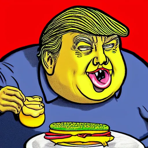 close - up portrait of obese donald trump eating a | Stable Diffusion ...