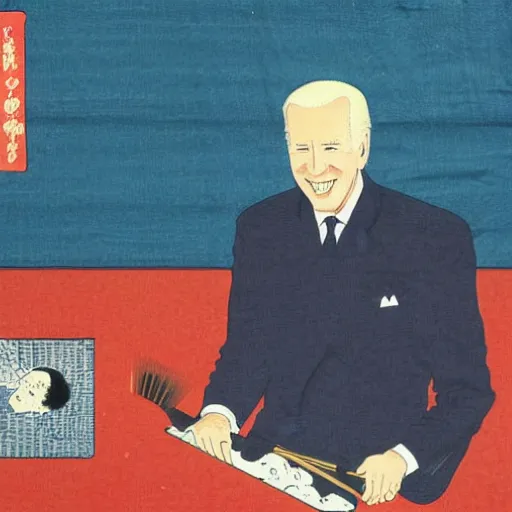 Image similar to Joe Biden, ukiyo-e