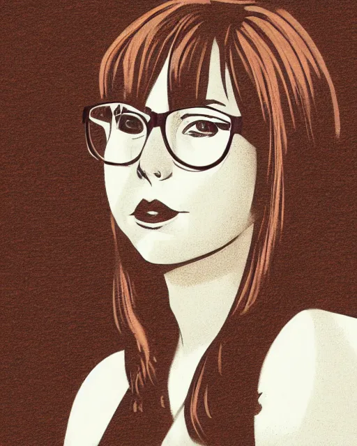 Image similar to a portrait of Velma Dinkley in the style of paleoart