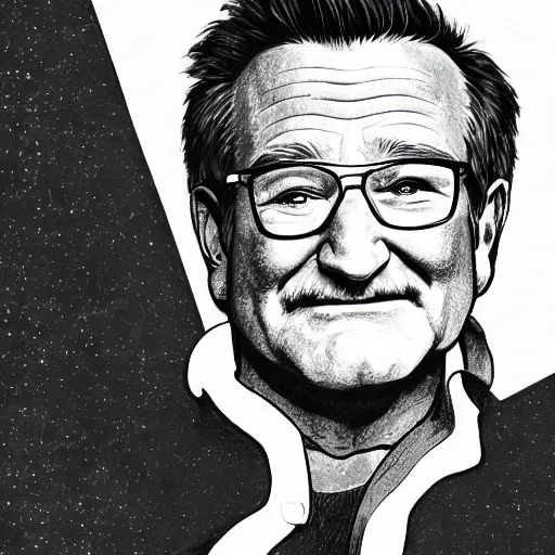 Image similar to illustration of Robin Williams, by Studio Ghibli, 8k, face enhance, sharp focus, concept art, smooth