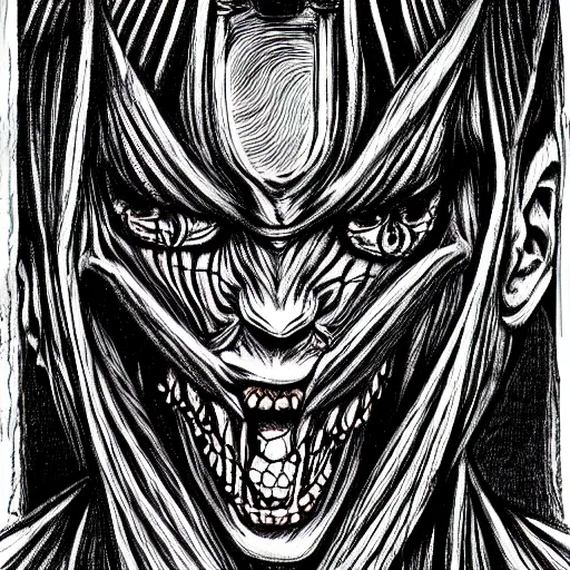 Image similar to a dark humanoid, hyper detailed, in the style of h. r. giger and junji ito and h. r. giger and junji ito, selfie