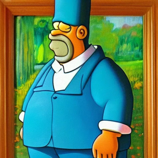 Prompt: in the art style of Monet a portrait of Homer Simpson. Classic