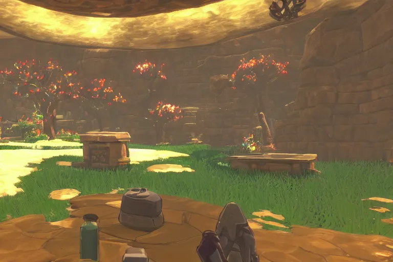 Image similar to arbys restroom in botw, breath of the wild screenshot