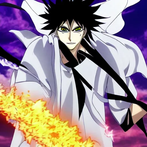 Prompt: a garganta opening in the sky with arrancar inside, by tite kubo