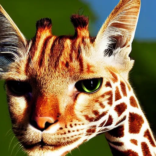 Image similar to cat giraffe hybrid bold natural colors national geographic photography, masterpiece, full shot