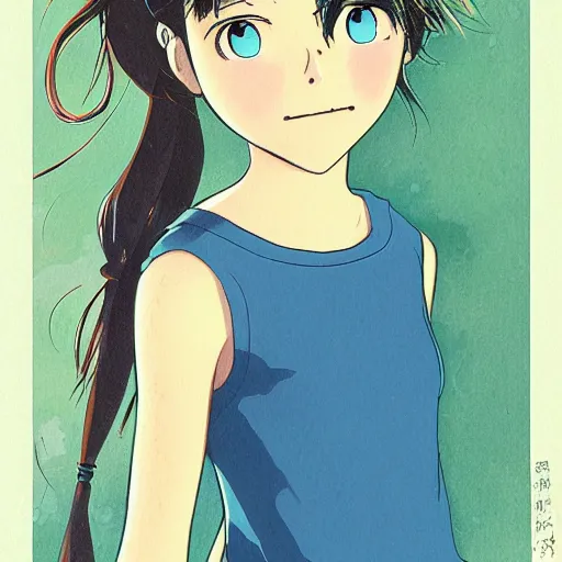 Image similar to young girl by studio ghibli, detailed, manga, illustration