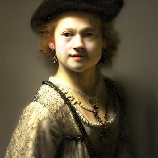 Prompt: high quality high detail painting by rembrandt, portrait of a modern girl, hd, photorealistic lighting