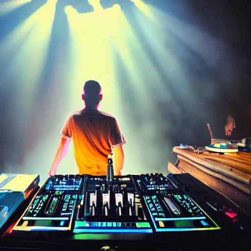 Image similar to a dj performing in heaven