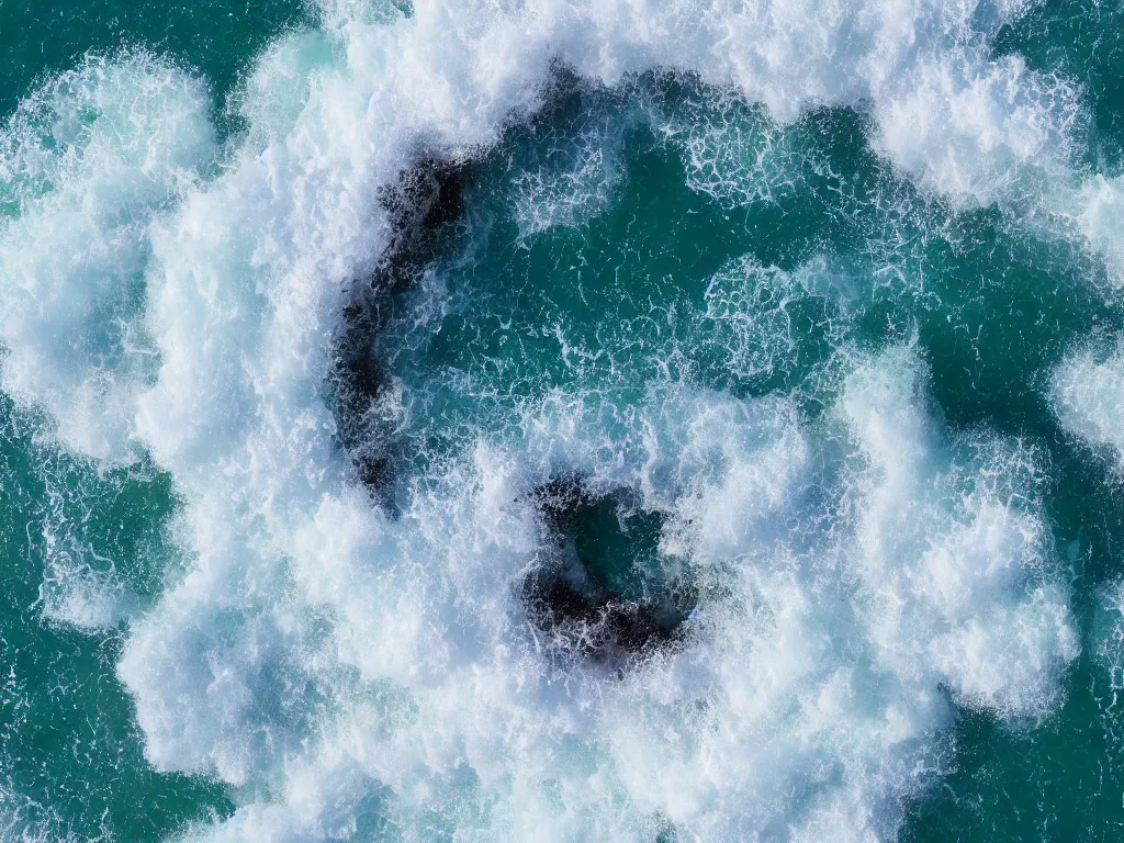Prompt: photo of a giant fluffy smile coming out from the ocean, ultra realistic, detailed, artstationHQ, artstationHD, 4k, 8k, aerial view