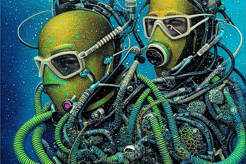 Image similar to detailed portrait of a scuba diver by james r eads and tomasz alen kopera