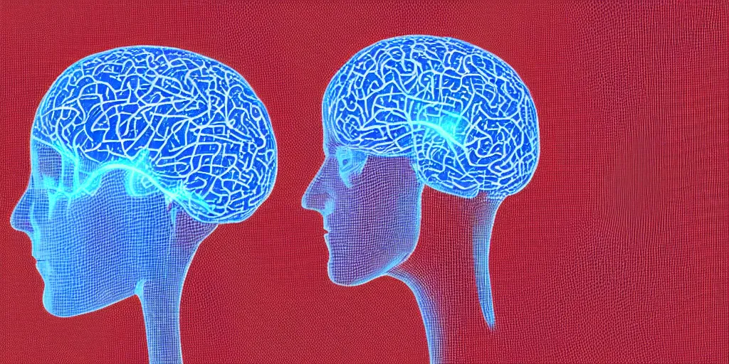 Prompt: machine learning algorithm showing faint blue lines connecting a neural network with a loose image of a brain and laptop fading into the background