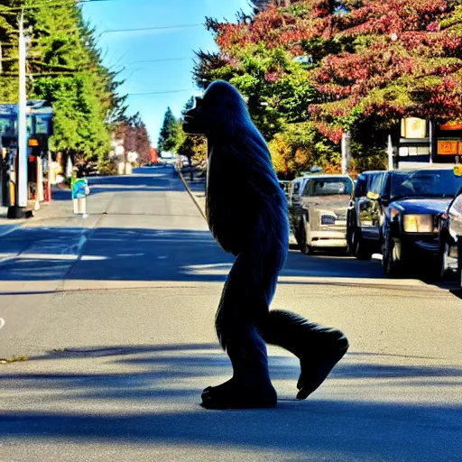 Image similar to bigfoot walking down the street in downtown Bremerton Washington