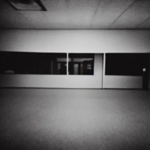 Prompt: insane nightmare, no light, everything is blurred, creepy shadows, office, very poor quality of photography, 2 mpx quality, grainy picture