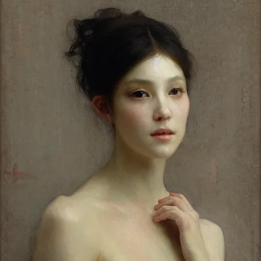 Image similar to portrait of a beautiful woman by ruan jia, mucha