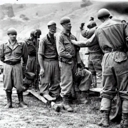 Image similar to ww 2 american officer executing prisoners of war