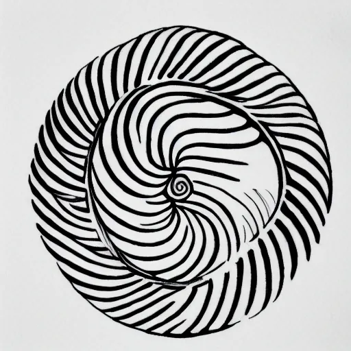 Image similar to a simple tattoo design of birds flying in a simple spiral, ink, line art