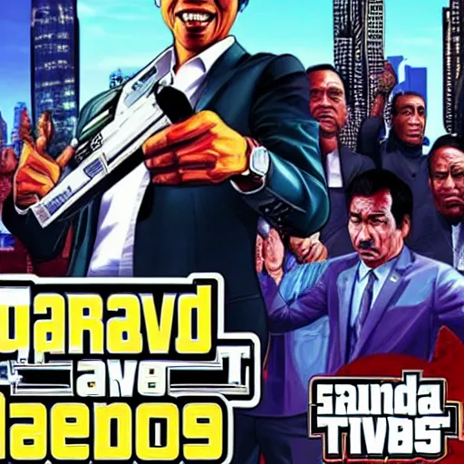 Image similar to Jokowi in Grand Theft Auto San Andreas cover art