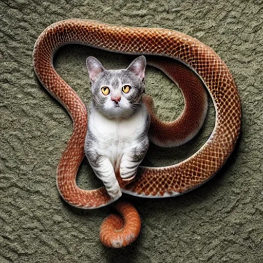 Image similar to a snake - cat - hybrid, animal photography