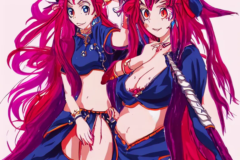 Image similar to character Lina Inverse from anime Slayers (1995 – 2009), anime style, trending on art station, fantasy,