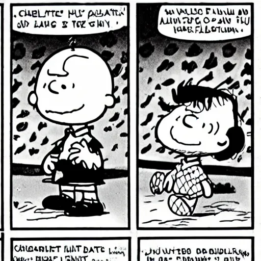 Image similar to charlie brown playing with young albert einstein by charles schultz, comic book,