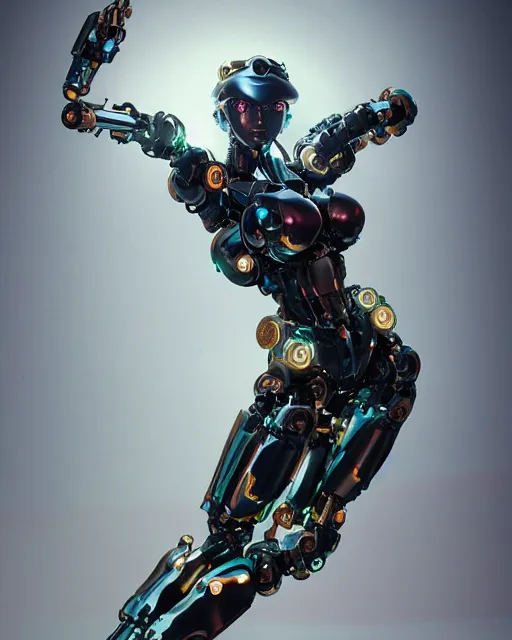 Image similar to girl with heavy solarpunk mecha humanoid robotic parts with led lights, serpentine pose gesture, by bouguereau, ultra - realistic and intricate, hdr 8 k