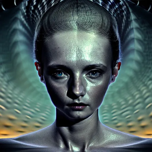 Image similar to hyperrealism photography computer simulation visualisation of parallel universe cgi european anime scene with beautiful highly detailed woman by caravaggio rendered in mandelbulb 4 d