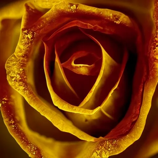 Image similar to award - winning macro of a beautiful rose made of molten lava!!! on black background, highly detailed, hyper - realistic, inner nebula glow!!!, trending on deviantart, artstation and flickr, nasa space photography, national geographic, by harold davis, georgia o'keeffe and harold feinstein