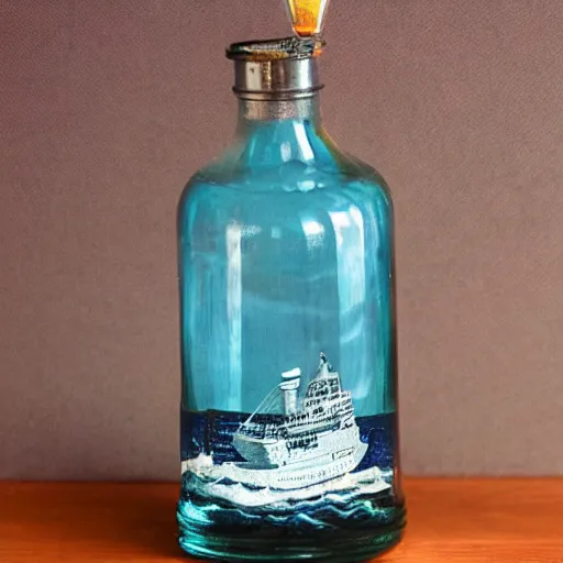 Image similar to a ship in a bottle