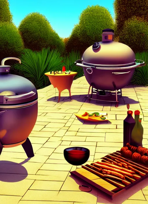 Image similar to barbeque designed by salvador dali, natural lighting, path traced, highly detailed, high quality, digital painting