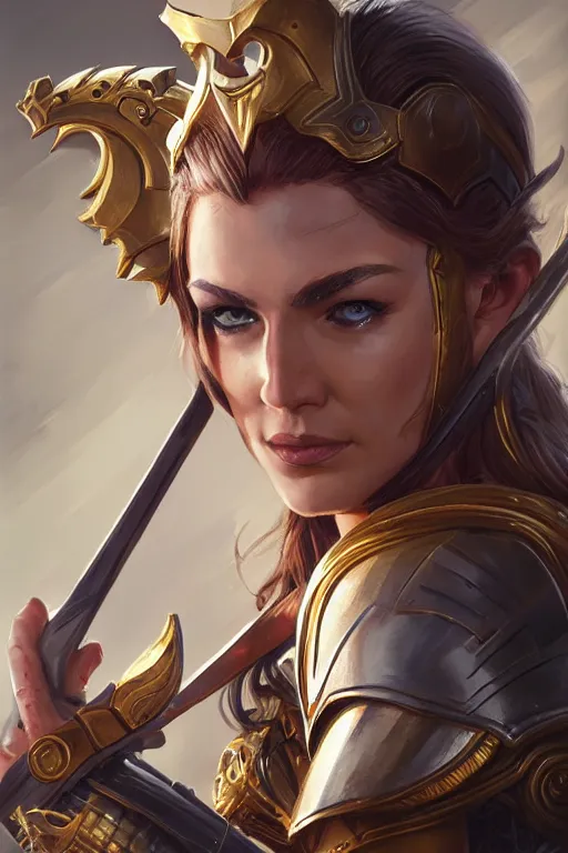 Image similar to amazon valkyrie athena, d & d, fantasy, portrait, highly detailed, headshot, digital painting, trending on artstation, concept art, sharp focus, illustration, art by artgerm and greg rutkowski and magali villeneuve