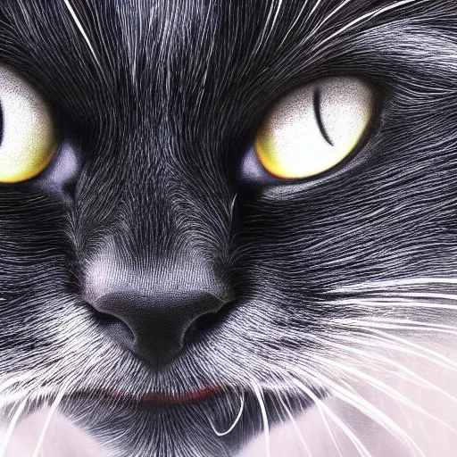 Prompt: black cat close up 4k, cosmic background, artstation, matte painting