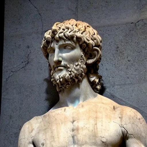 Prompt: Michelangelo's David with a beard and ample chest hair