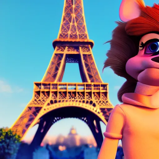 Prompt: Disney character Miraculous posing in front of the eiffel tower, octane render, rimlights. fresh, sunny day