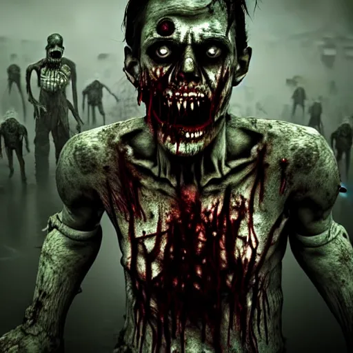 Prompt: creepy nightmare fuel zombie horde apocalypse, cinematic, cinematography, still, incredible detail, photorealistic, epic, horror, scary, render, living dead, ghouls, monsters, vfx, cgi, render