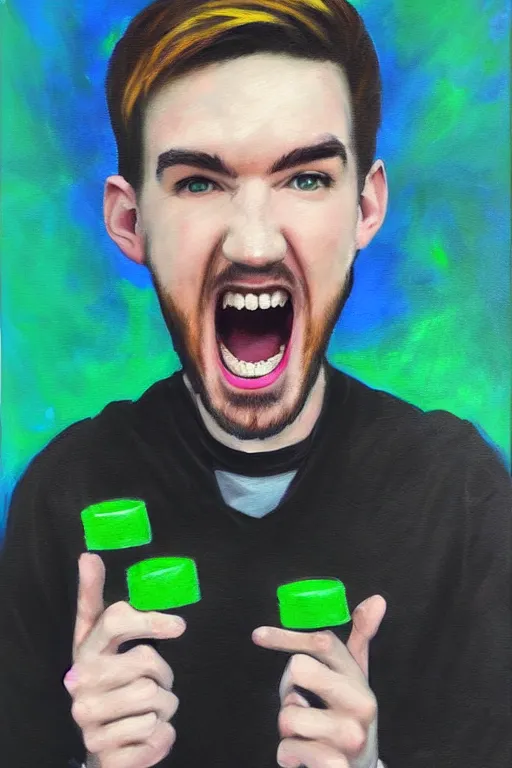 Image similar to Sean McLoughlin, jacksepticeye, irish youtuber, solo portrait, yelling really loud 🎨🖌️