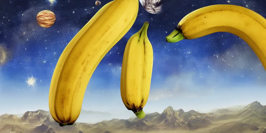 Prompt: banana hat in outer space, breathtaking realistic, photorealistic in the style of realism