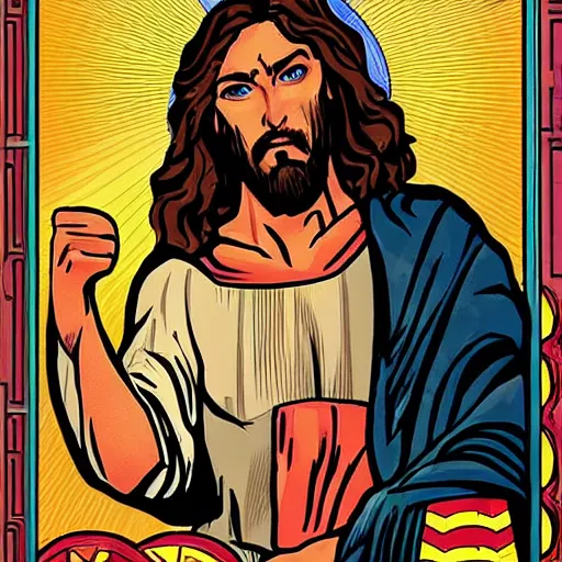 Image similar to jesus as a superhero