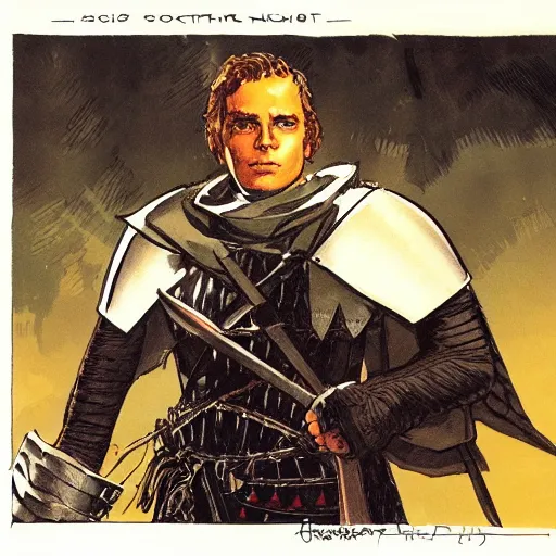 Image similar to a portrait of a DND knight in a scenic environment by Chaykin, Howard.