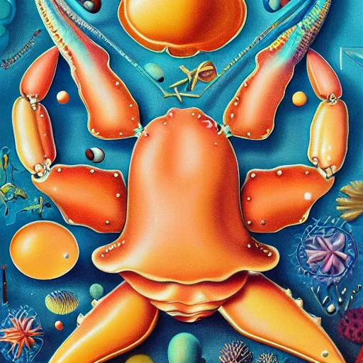 Image similar to Scientific diagram of the Krabby Patty secret formula, by Ernst Haeckel, medical illustration, oil on canvas