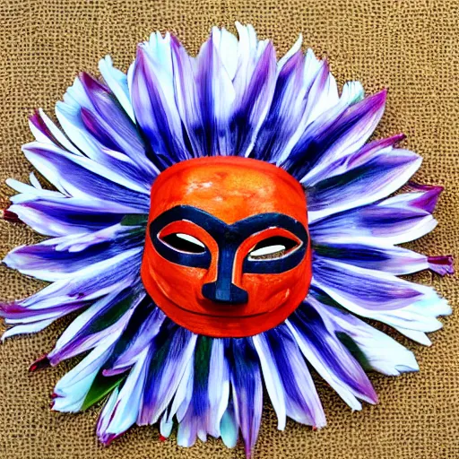 Image similar to tribal mask made from waterlily flowers